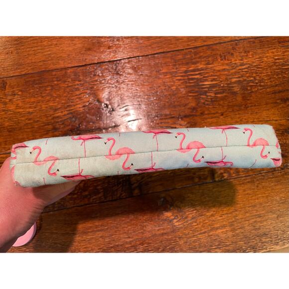 VTG Flamingo Clutch / Handbag / Coin Purse, Pink, Pastel Blue, Silver Chain - Picture 4 of 9